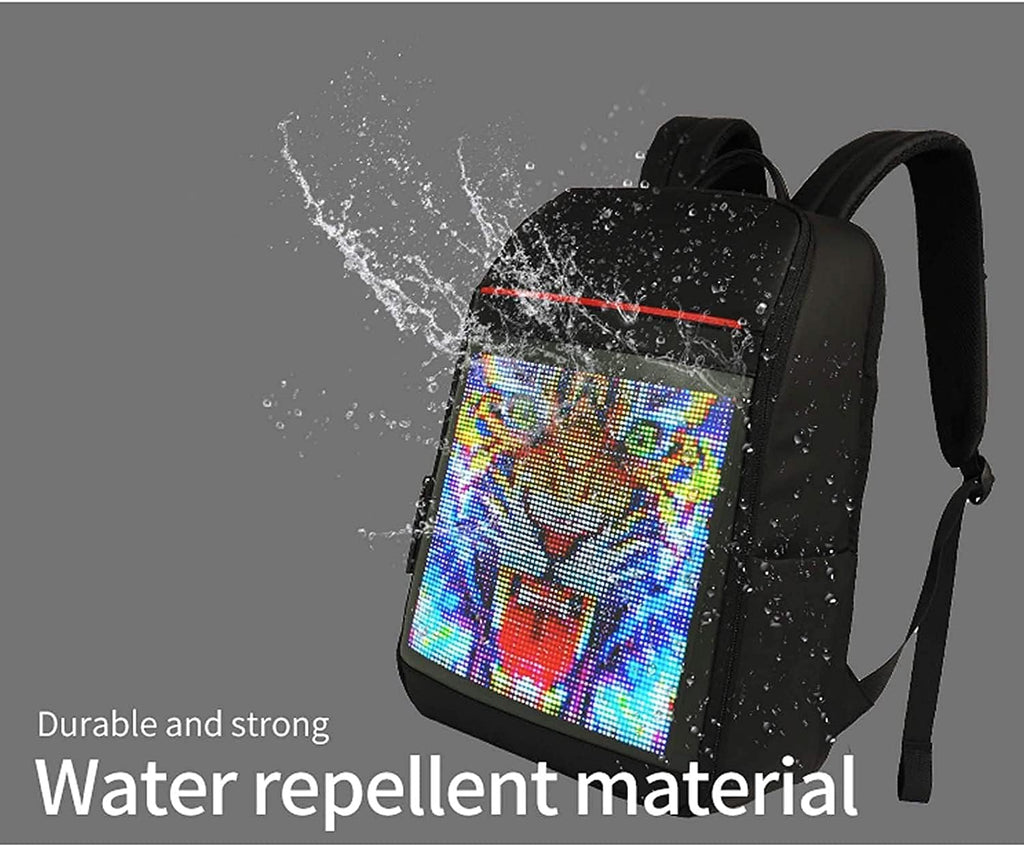 Smart Bluetooth LED Backpack with Colorful LED Sign Panel and Programmable, DIY Laptop Daypack Bag,Black (Large 25L,Without Rain Cover)
