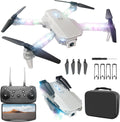 LED Lights Drone with Camera for Adults and Kids Beginners, White