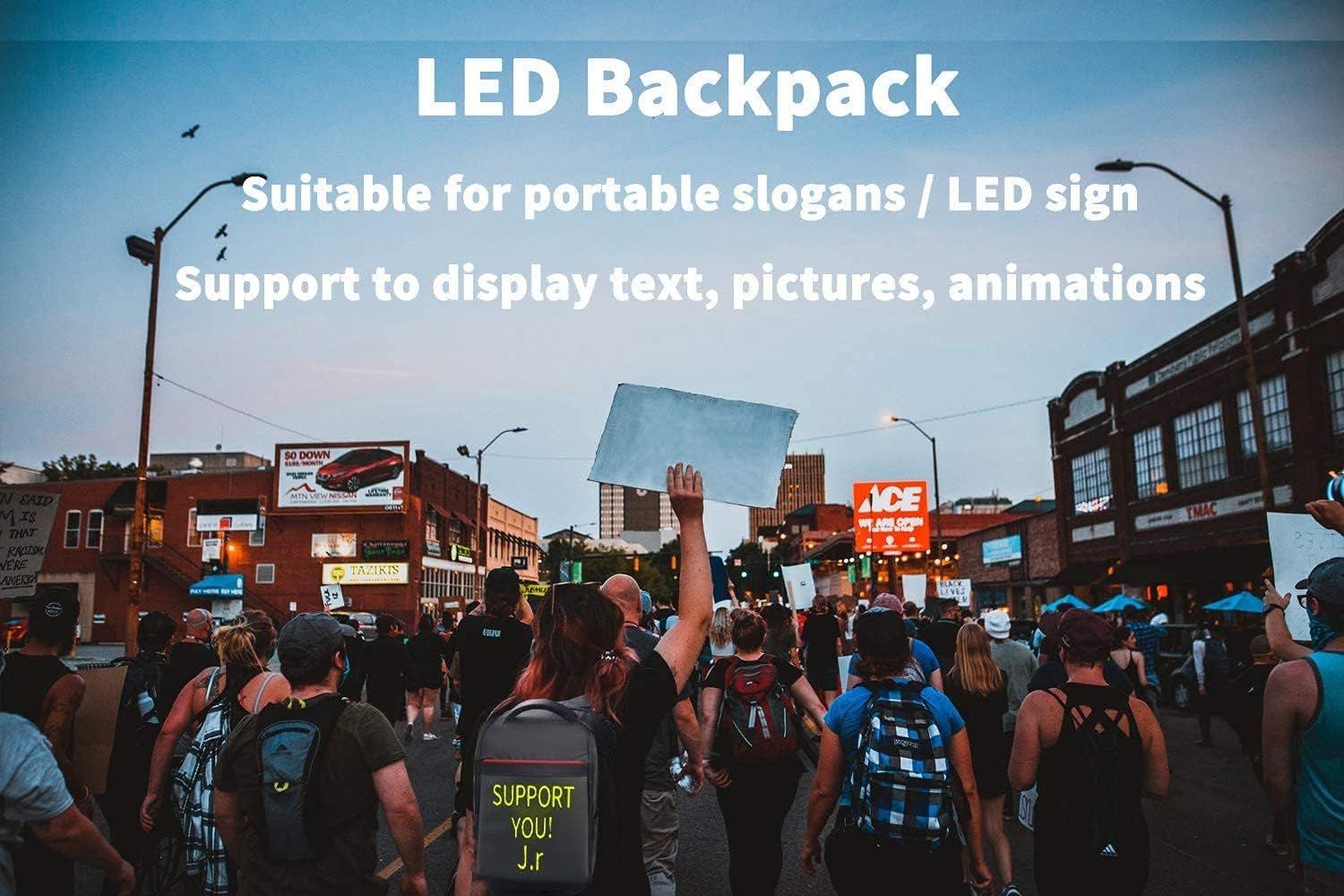Smart Bluetooth LED Backpack with Colorful LED Sign Panel and Programmable, DIY Laptop Daypack Bag,Black (Large 25L,Without Rain Cover)