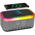 Wireless Charger,15W Fast Desk Wireless Charger Station for Iphone 17-12 Pro Max plus Phone Wireless Charger with Bluetooth Stereo Speaker,Digital Clock Alarm,Colors Night Light