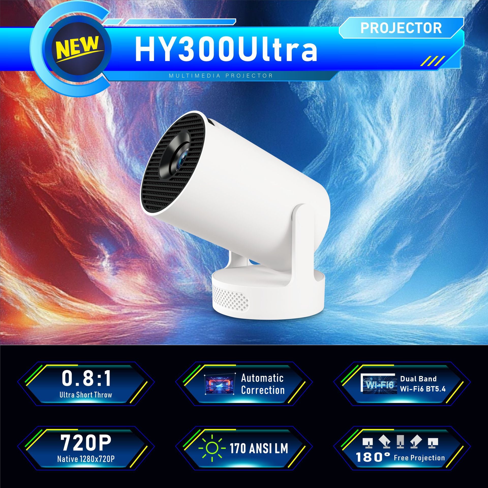 Ultra Short Focus Hy300Ultra HD 4K Projector Home Mini