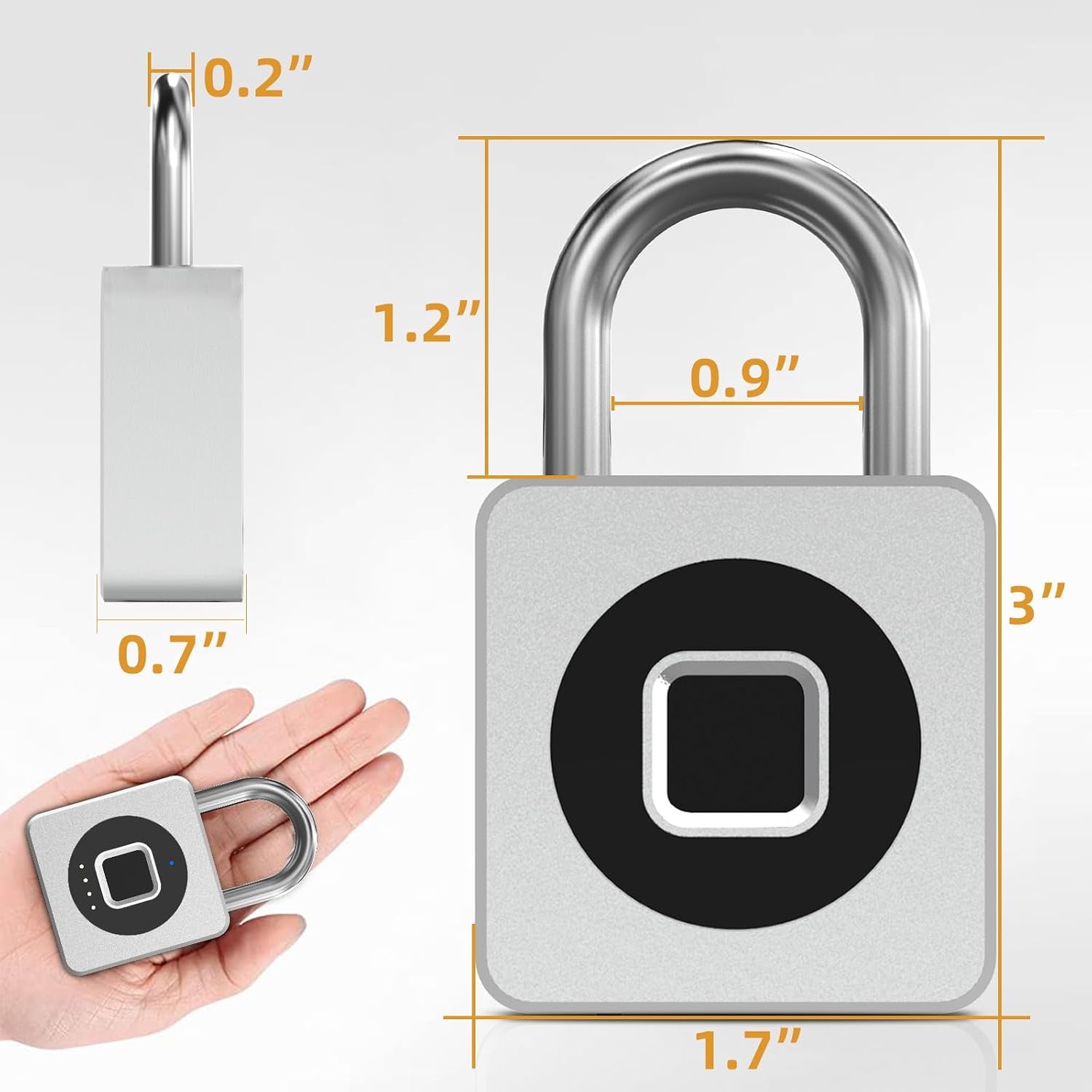 Fingerprint Padlock with APP, Keyless Biometric Lock, Smart Waterproof Padlock Suitable for Gym, Locker, Gates, Fence and Storage