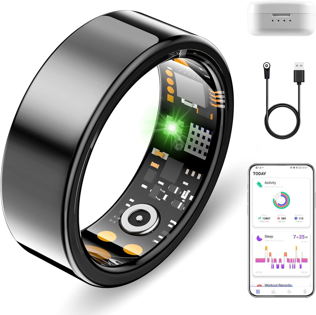 Smart Ring for Women Men, Sleep Activity Health Tracker Ring, Black 12