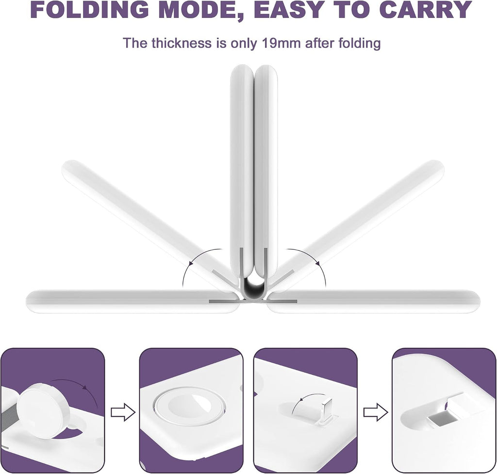 3 in 1 Wireless Charger, Foldable Magnetic Charging Station, Fast Travel Wireless Charging Pad for Multiple Apple Devices
