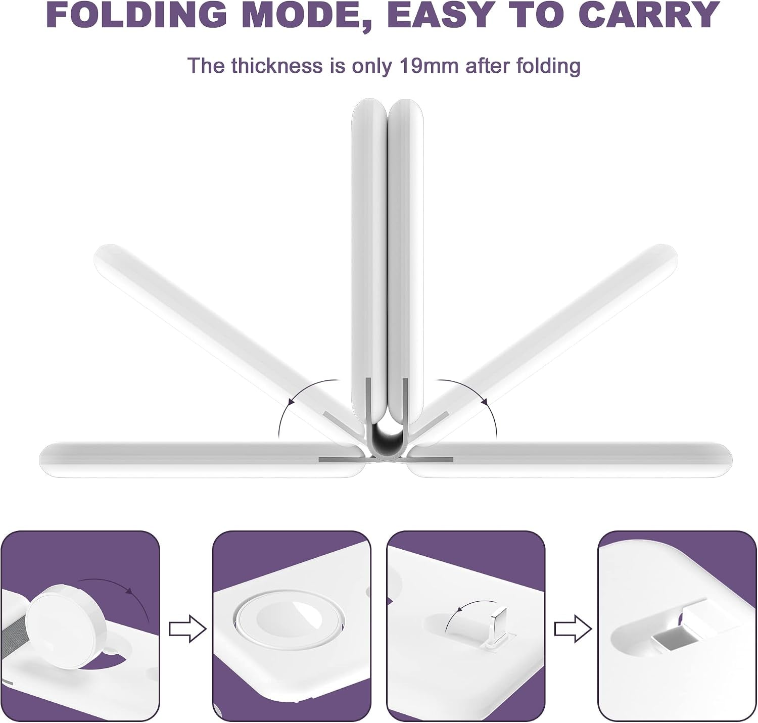 3 in 1 Wireless Charger, Foldable Magnetic Charging Station, Fast Travel Wireless Charging Pad for Multiple Apple Devices