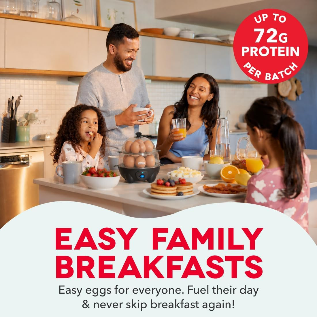 Deluxe Egg Cooker, 12 Hard Boiled Eggs, Black