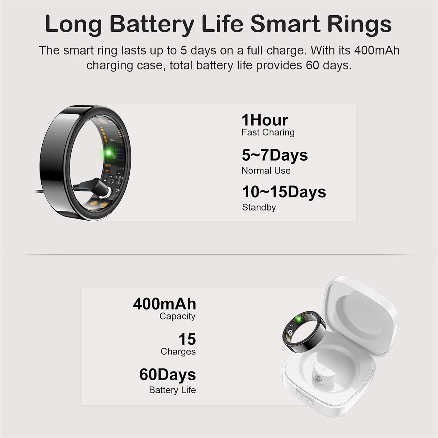 Smart Ring for Women Men, Sleep Activity Health Tracker Ring, Black 12