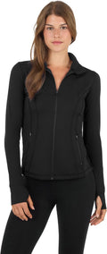 Full Zip Running Track Jacket Lightweight Athletic Slim Fit Jacket with Thumbholes