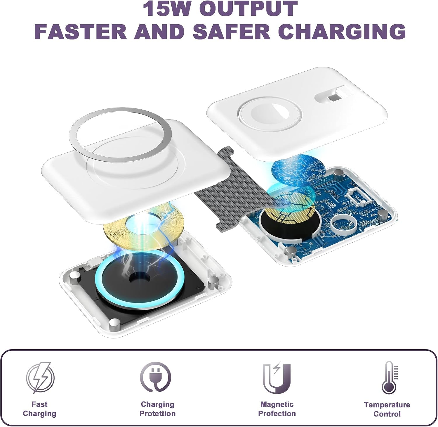 3 in 1 Wireless Charger, Foldable Magnetic Charging Station, Fast Travel Wireless Charging Pad for Multiple Apple Devices