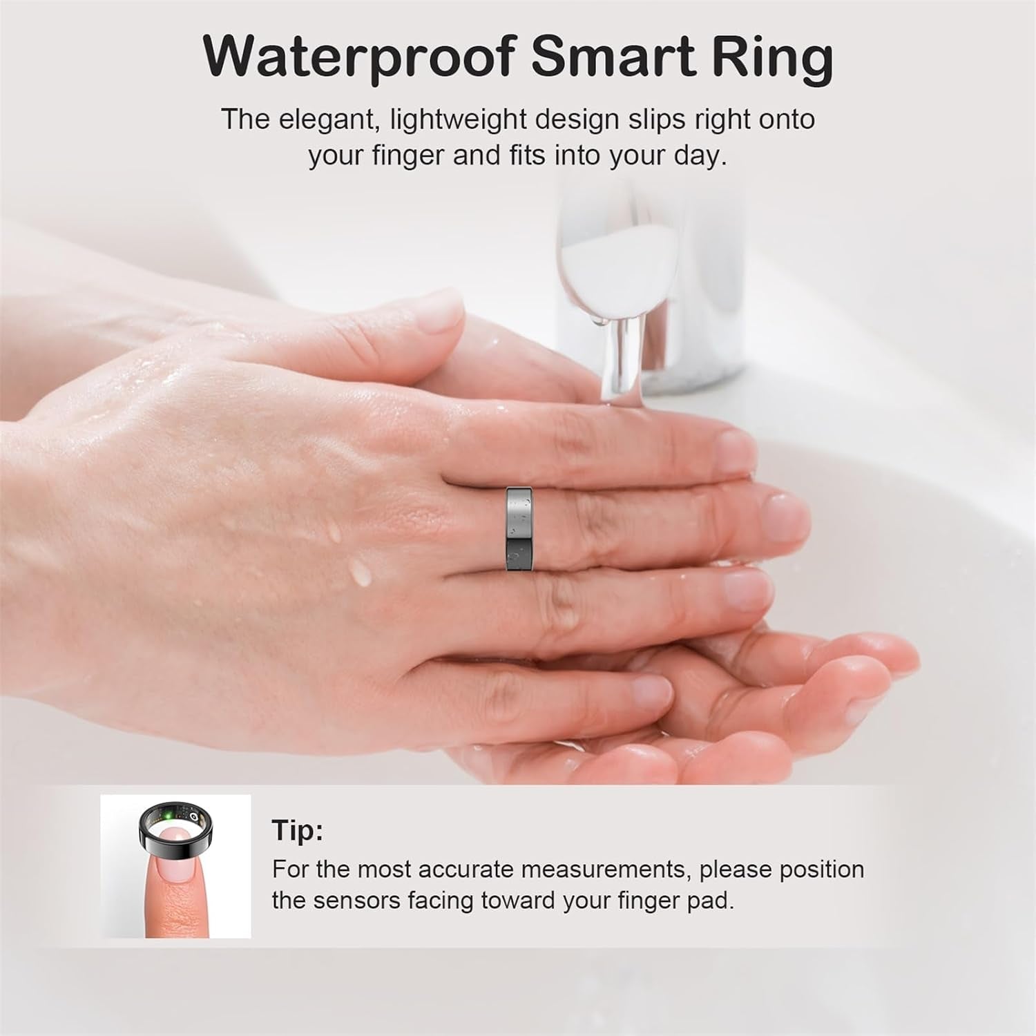 Smart Ring for Women Men, Sleep Activity Health Tracker Ring, Black 12